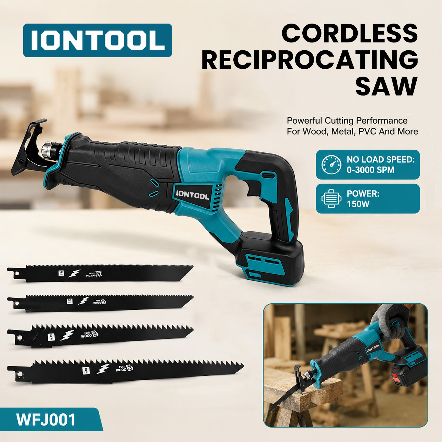 Power Tools Yard - IONTOOL Akülü Şalterli Testere (Sadece Gövde)